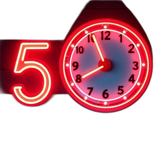 3d render, vaporwave, neon lights, neon, clock, red, blue, color transparent PNG cut-out