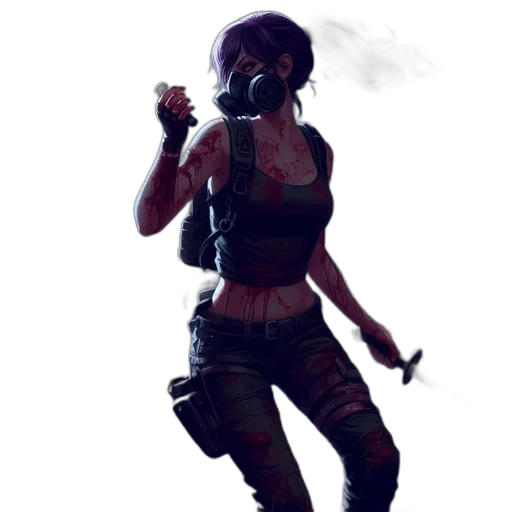 weapon, mask, jacket, staff, concept art, cyberpunk, pixel art, fantasy art transparent PNG cut-out