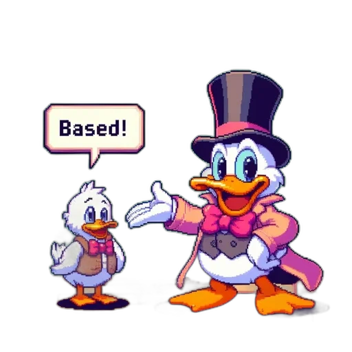 hat, staff, robot, pixel art, concept art, 3d render, cartoon, two transparent PNG cut-out