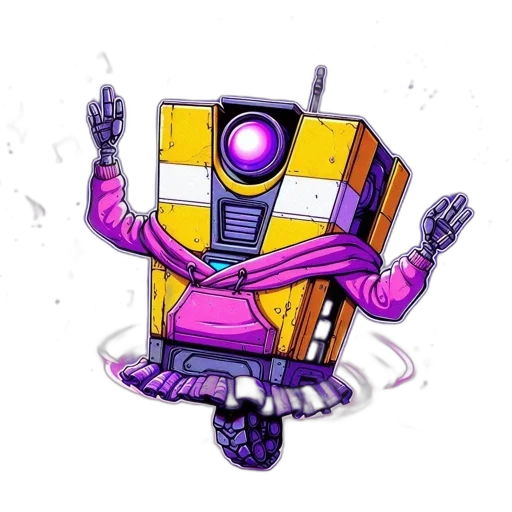 robot, concept art, pixel art, cyberpunk, 3d render, colorful, animated, raised transparent PNG cut-out