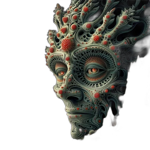 mask, face, creature, robot, concept art, 3d render, fantasy art, photorealistic transparent PNG cut-out