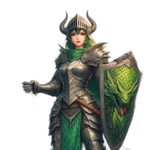 dragon, staff, sword, fantasy art, concept art, pixel art, comic book art, green transparent PNG cut-out