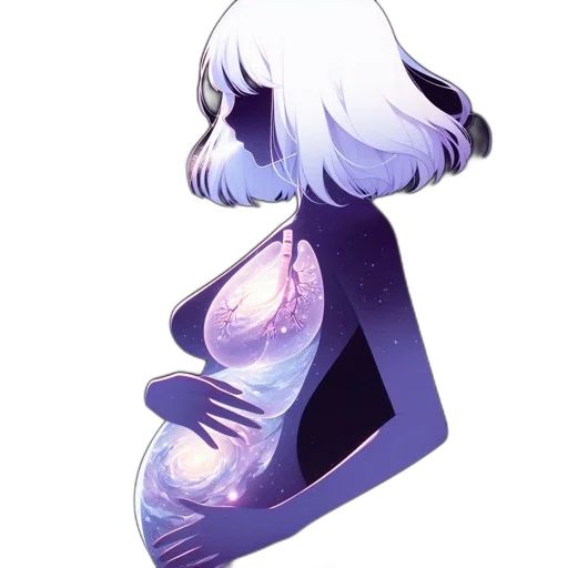 dress, creature, hair, robot, watercolor, concept art, pixel art, vaporwave transparent PNG cut-out