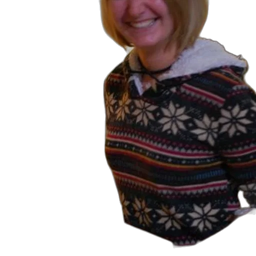jacket, staff, dress, hat, woman, festive, sweater, holds transparent PNG cut-out
