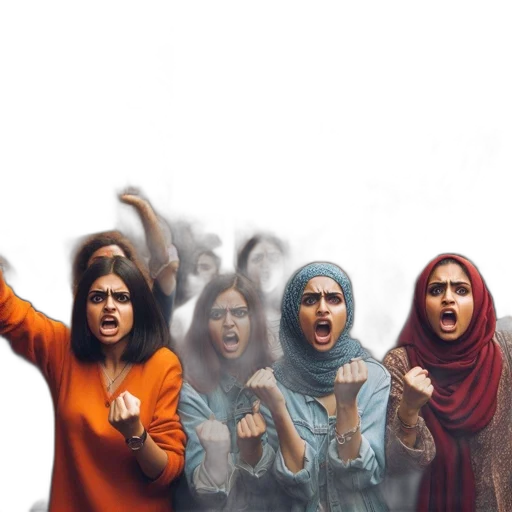 concept art, comic book art, photorealistic, protesters, gather, signs, expressing, various transparent PNG cut-out