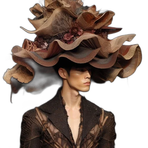 hat, crown, hair, jacket, photorealistic, concept art, 3d render, earth tones transparent PNG cut-out