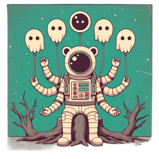 robot, creature, concept art, fantasy art, comic book art, pixel art, outer space, monochrome transparent PNG cut-out