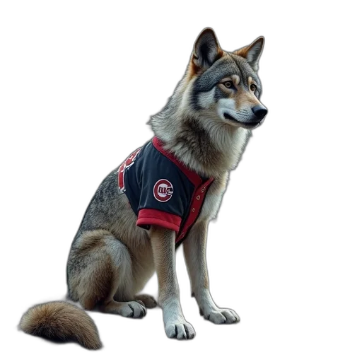 animal, jacket, creature, staff, 3d render, grey, wolf, baseball transparent PNG cut-out