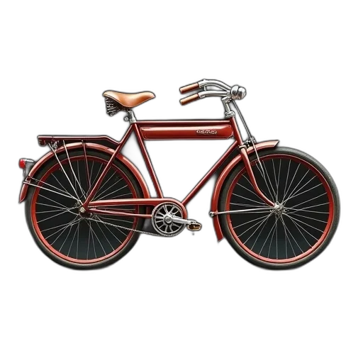 3d render, photorealistic, concept art, detailed, illustration, vintage, bicycle, brown transparent PNG cut-out