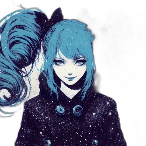 hair, dress, jacket, mask, anime, concept art, comic book art, fantasy art transparent PNG cut-out