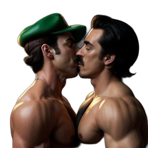 hat, concept art, photorealistic, comic book art, fantasy art, two, muscular, men transparent PNG cut-out