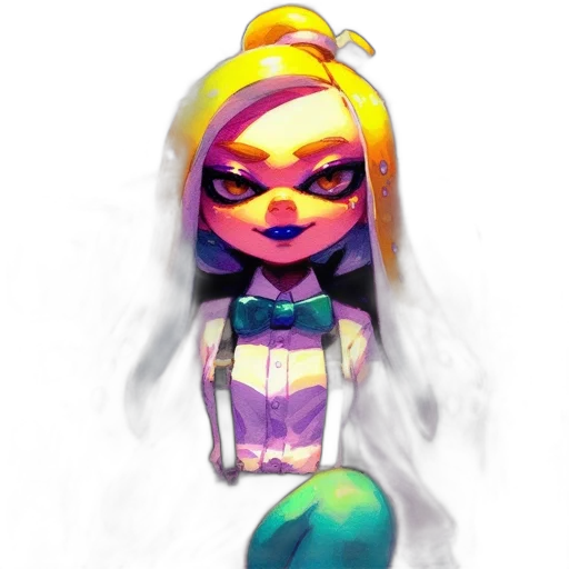 dress, mask, hair, staff, concept art, 3d render, vaporwave, pixel art transparent PNG cut-out