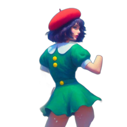 dress, hat, staff, jacket, concept art, pixel art, 3d render, fantasy art transparent PNG cut-out