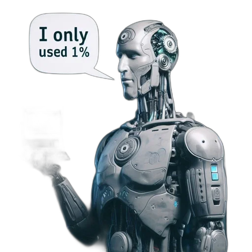 robot, 3d render, cyberpunk, server, room, humanoid, stands, clutching transparent PNG cut-out
