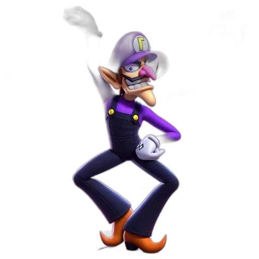 hat, staff, weapon, animal, 3d render, concept art, pixel art, waluigi transparent PNG cut-out