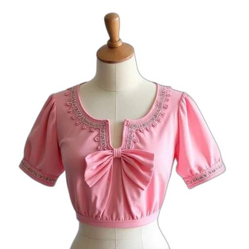 dress, mannequin, wearing, pink, embroidered, blouse, decorative, collar transparent PNG cut-out