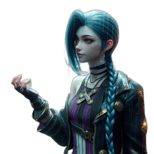 jacket, staff, face, concept art, cyberpunk, fantasy art, comic book art, dark transparent PNG cut-out
