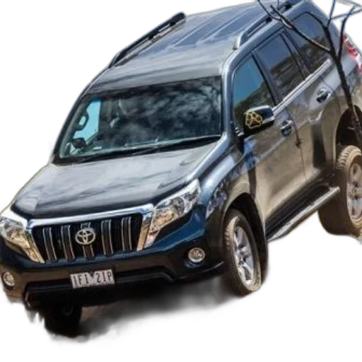 car, black, toyota, suv, driving, rugged, dirt, road transparent PNG cut-out