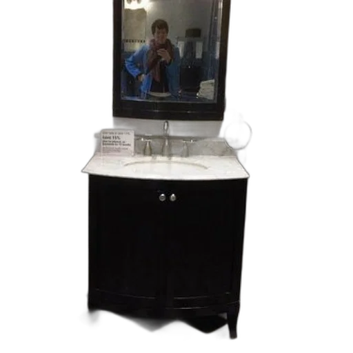 furniture, staff, 3d render, bathroom, vanity, black, cabinet, white transparent PNG cut-out