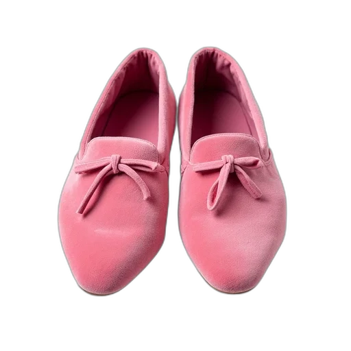 shoes, 3d render, photorealistic, pastel, pair, pink, velvet, slippers transparent PNG cut-out