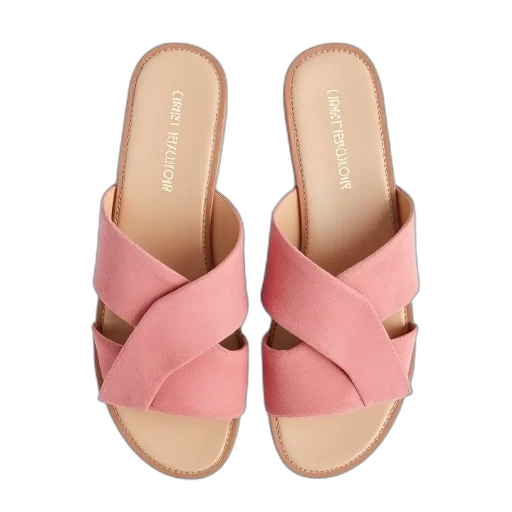 shoes, pastel, pair, pink, flat, sandals, beige, interior transparent PNG cut-out
