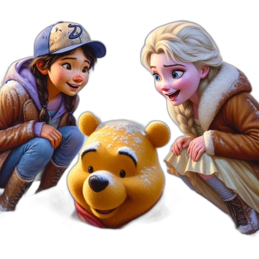 concept art, 3d render, fantasy art, cartoon, snow, three, animated, characters transparent PNG cut-out
