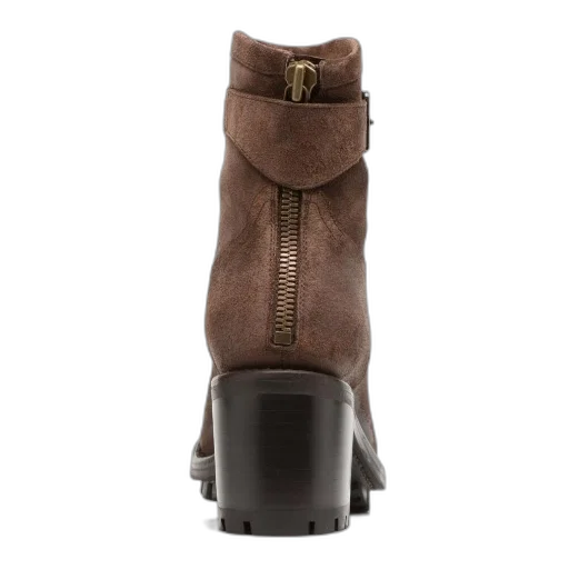 shoes, earth tones, brown, suede, ankle, boot, chunky, heel transparent PNG cut-out