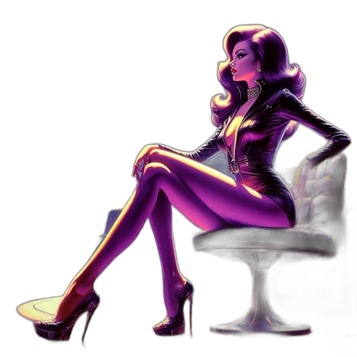 furniture, dress, concept art, comic book art, fantasy art, cartoon, neon lights, dark transparent PNG cut-out