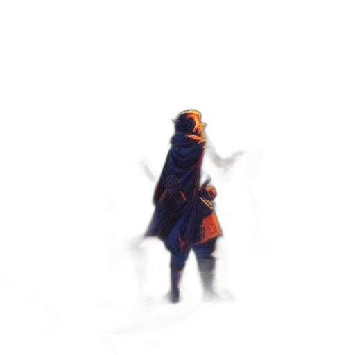 jacket, umbrella, robot, staff, concept art, pixel art, 3d render, fantasy art transparent PNG cut-out