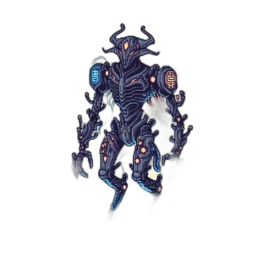 robot, creature, jewelry, weapon, concept art, pixel art, 3d render, fantasy art transparent PNG cut-out