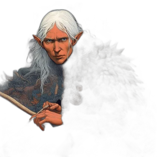 dragon, face, staff, hair, fantasy art, concept art, comic book art, watercolor transparent PNG cut-out