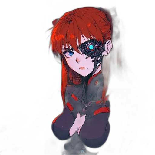 robot, mask, face, jacket, anime, concept art, pixel art, cyberpunk transparent PNG cut-out