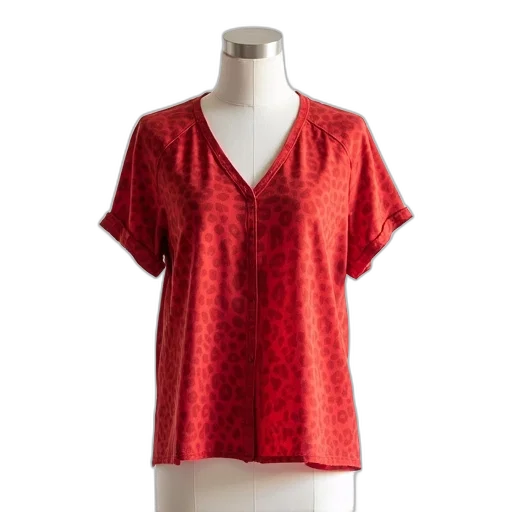 dress, red, blouse, subtle, leopard, print, pattern, displayed transparent PNG cut-out