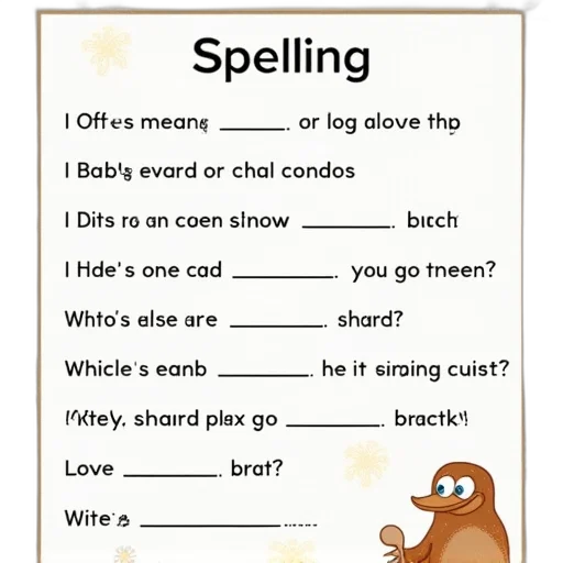fourth, grade, spelling, worksheet transparent PNG cut-out