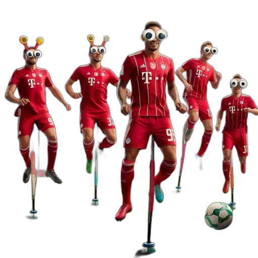 concept art, 3d render, cartoon, soccer, players, red, t-mobile, jerseys transparent PNG cut-out