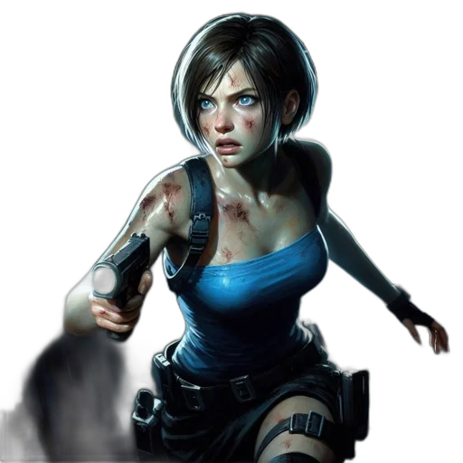 concept art, cyberpunk, comic book art, fantasy art, female, protagonist, bruises, cuts transparent PNG cut-out