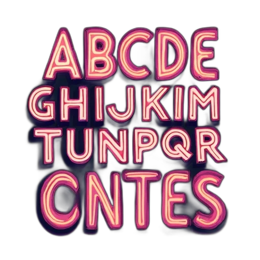 vaporwave, 3d render, neon, alphabet transparent PNG cut-out
