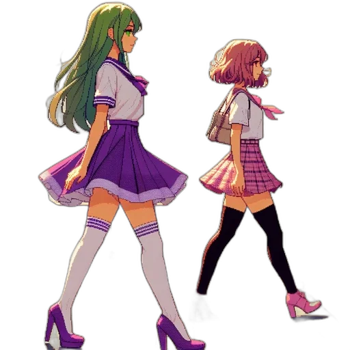 dress, concept art, pixel art, vaporwave, anime, pastel, green, colorful transparent PNG cut-out