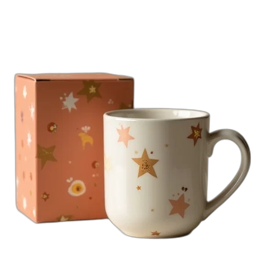 3d render, gift, mug, box transparent PNG cut-out