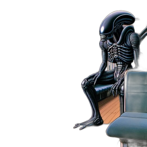 robot, creature, furniture, animal, concept art, 3d render, outer space, inside transparent PNG cut-out