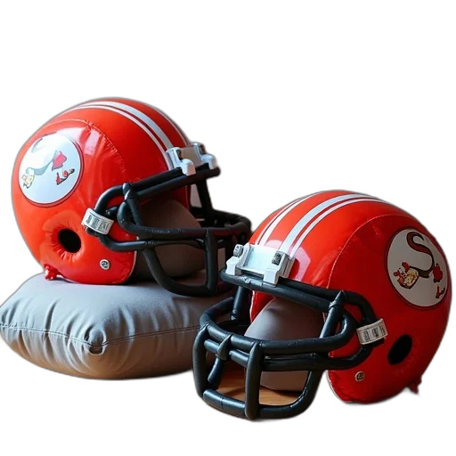 two, inflatable, pillows, nfl, helmets, them transparent PNG cut-out
