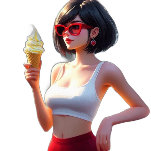 food, staff, concept art, 3d render, pixel art, vaporwave, neon lights, neon transparent PNG cut-out