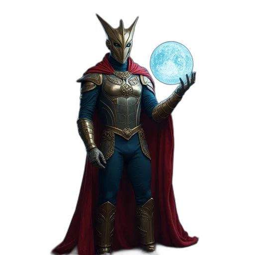 mask, staff, sword, dragon, concept art, fantasy art, 3d render, comic book art transparent PNG cut-out