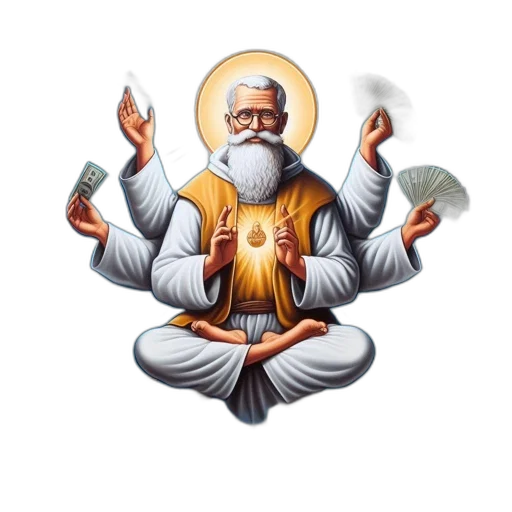 pixel art, concept art, painting, features, bearded, multi-armed, man, religious transparent PNG cut-out