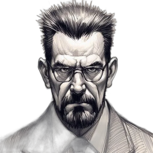 face, staff, comic book art, concept art, photorealistic, cyberpunk, man, stern transparent PNG cut-out