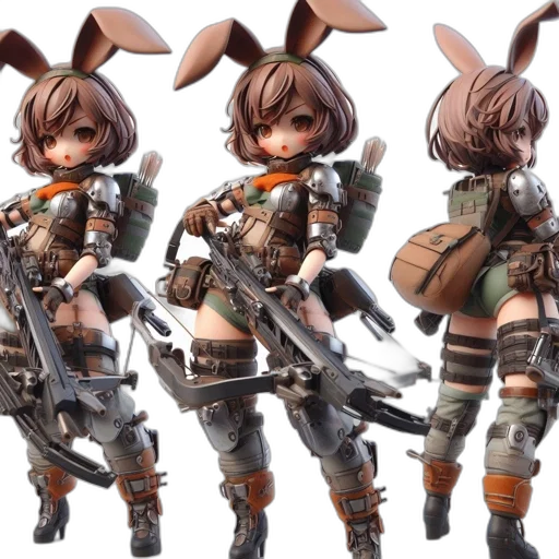 weapon, concept art, 3d render, fantasy art, 3d-rendered, woman, rabbit, ears transparent PNG cut-out