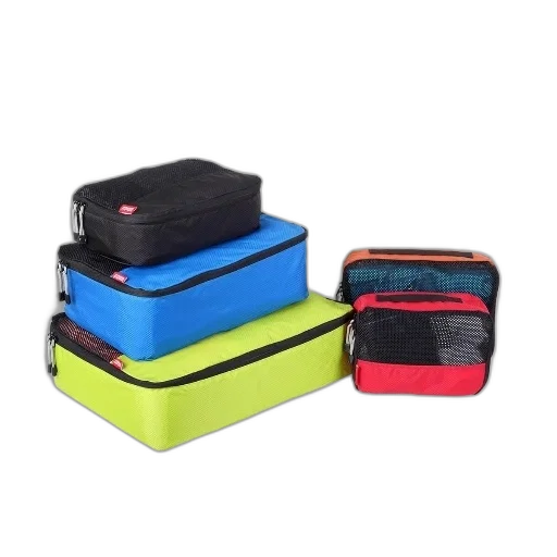neon, colorful, four, packing, cubes, black, blue, lime transparent PNG cut-out