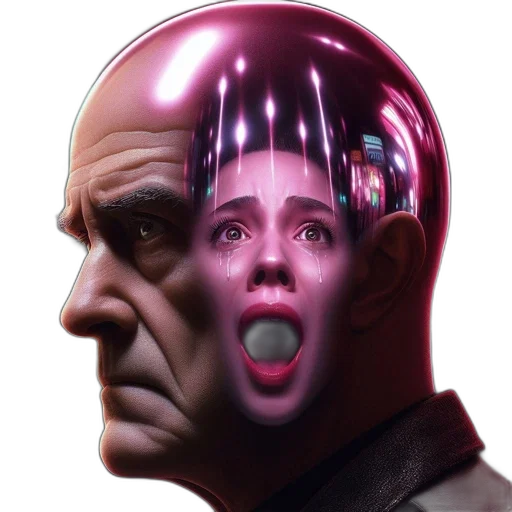 robot, face, mask, creature, cyberpunk, concept art, vaporwave, comic book art transparent PNG cut-out