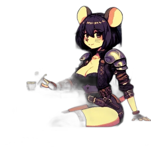 weapon, robot, staff, animal, concept art, cyberpunk, pixel art, anime transparent PNG cut-out