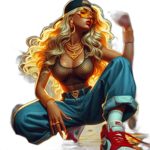 comic book art, concept art, fantasy art, cartoon, fire, golden, colorful, neon transparent PNG cut-out